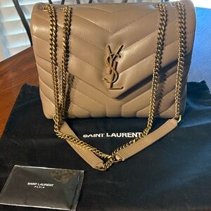 Saint Laurent Beige Quilted Shoulder Bag